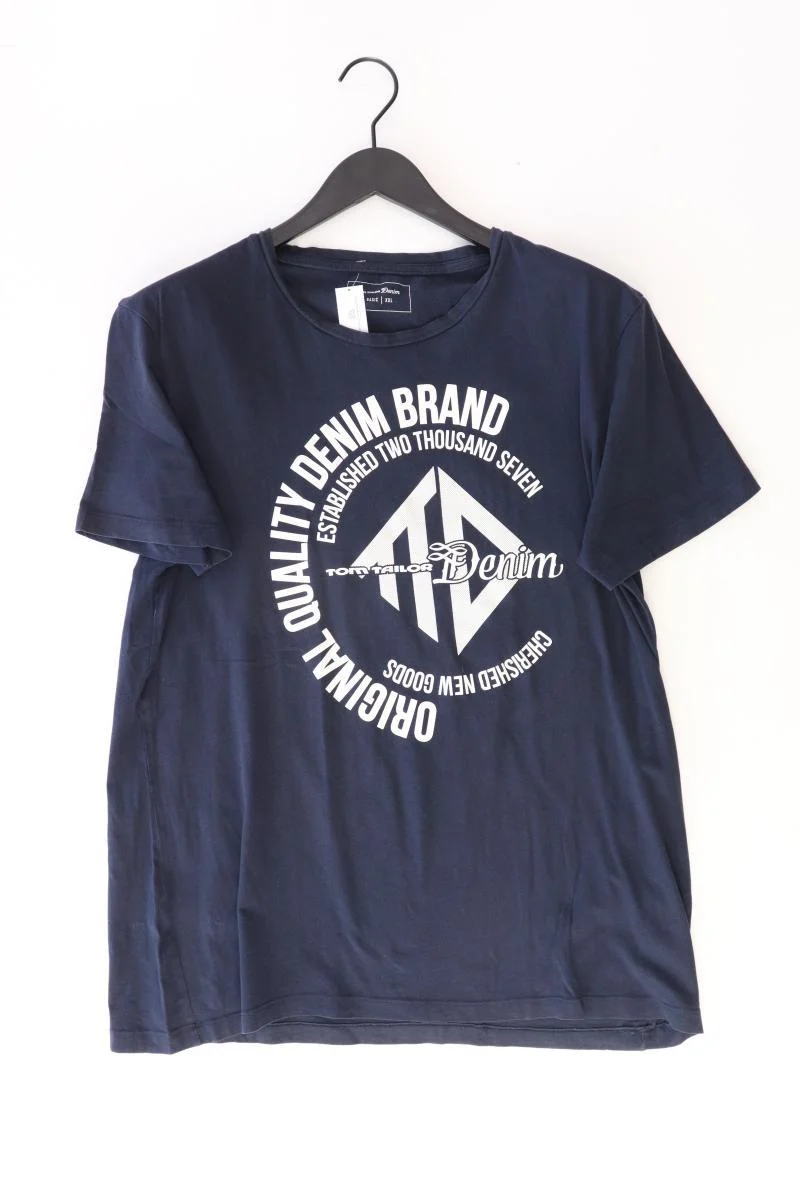 Tom Tailor (Denim) Printshirt für Herren Gr. XXL Kurzarm blau aus Baumwolle