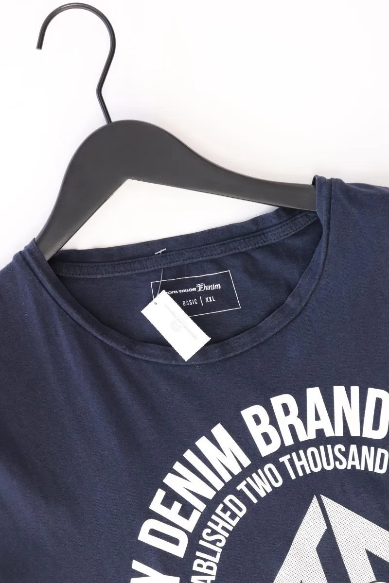 Tom Tailor (Denim) Printshirt für Herren Gr. XXL Kurzarm blau aus Baumwolle