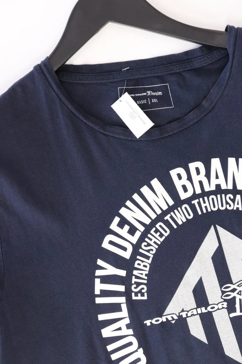 Tom Tailor (Denim) Printshirt für Herren Gr. XXL Kurzarm blau aus Baumwolle