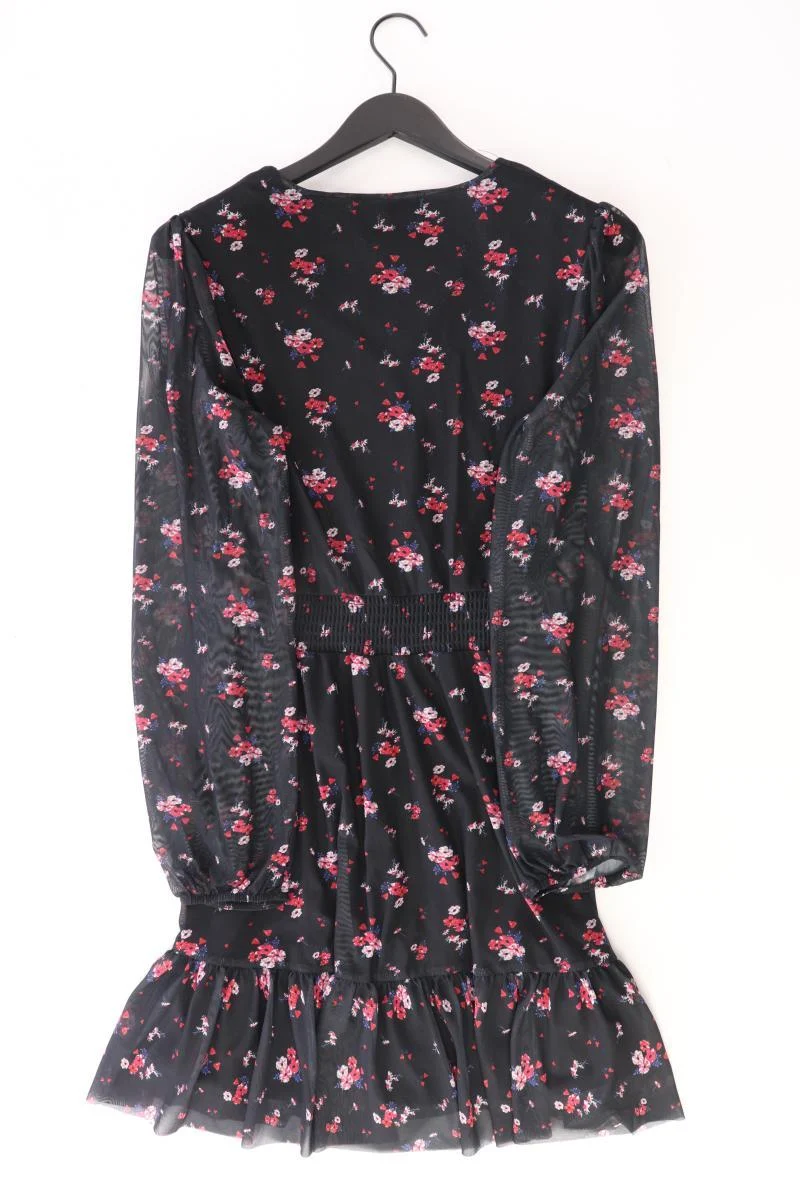 Even & Odd Chiffonkleid Gr. M mit Blumenmuster Langarm schwarz aus Polyester