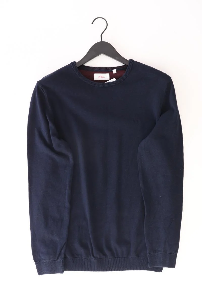 s.Oliver Feinstrickpullover für Herren Gr. L blau aus Baumwolle