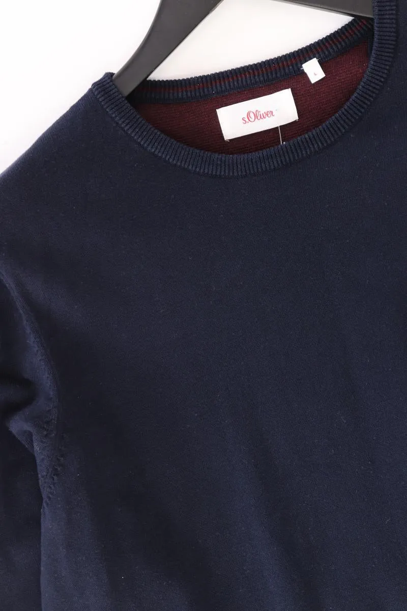 s.Oliver Feinstrickpullover für Herren Gr. L blau aus Baumwolle