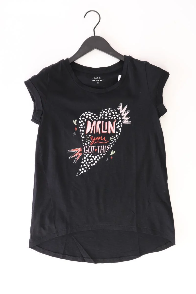 edc by Esprit Printshirt Gr. XS Kurzarm schwarz aus Baumwolle