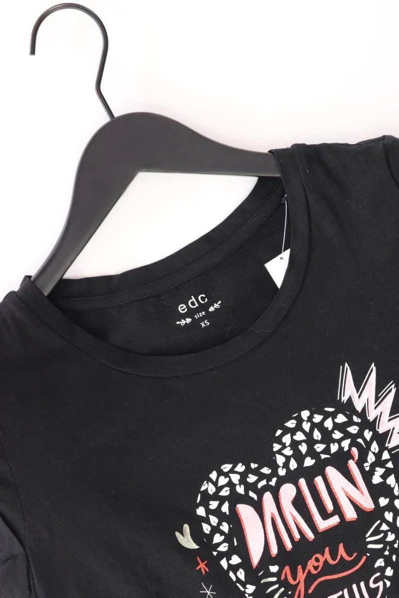 edc by Esprit Printshirt Gr. XS Kurzarm schwarz aus Baumwolle