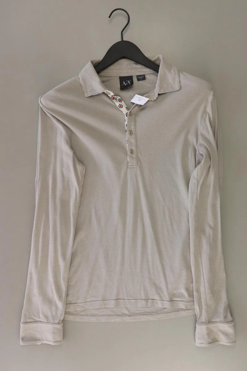 Armani Exchange Poloshirt für Herren Gr. S Langarm grau aus Baumwolle