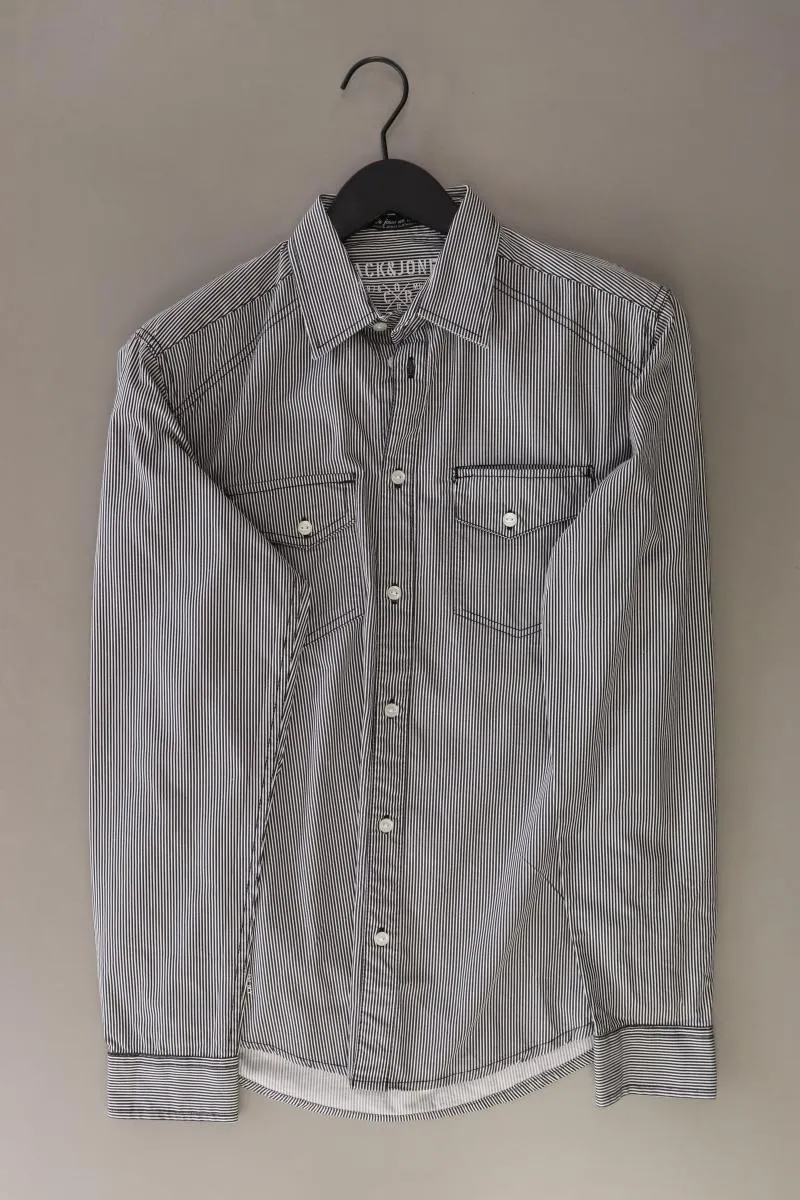 Jack & Jones Langarmhemd für Herren Gr. S gestreift grau aus Baumwolle