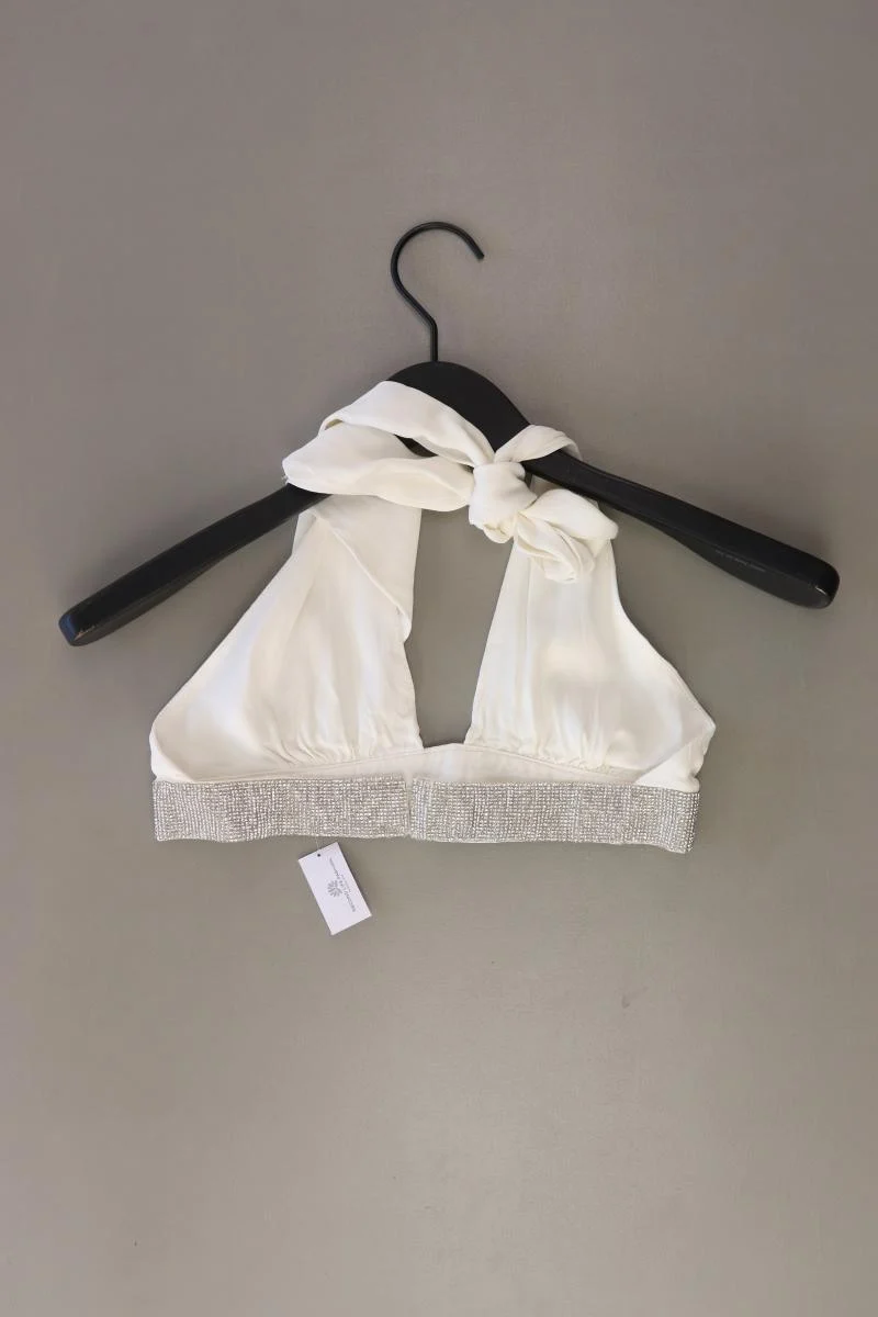 Zara Neckholdertop Gr. XS mit Glitzer weiß aus Polyester