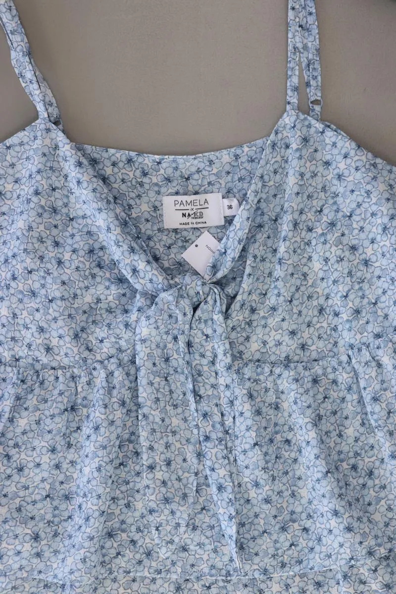 NA-KD x Pamela Top Gr. 36 mit Blumenmuster blau aus Polyester