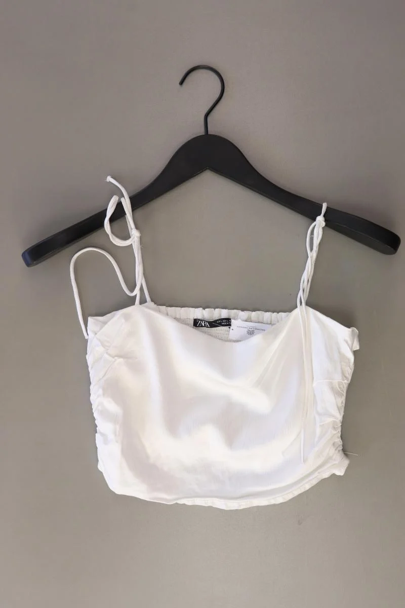 Zara Crop Top Gr. L weiß aus Polyester