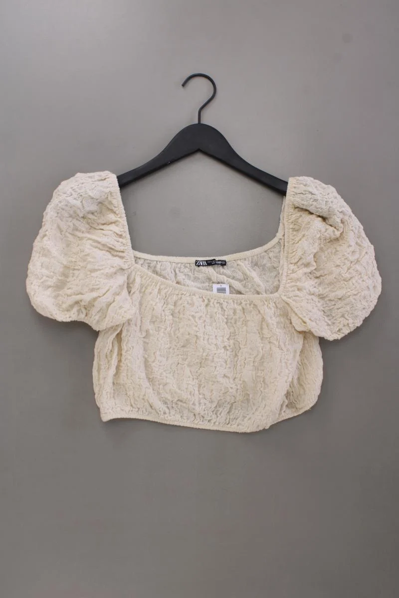 Zara Crop Top Gr. L creme aus Baumwolle