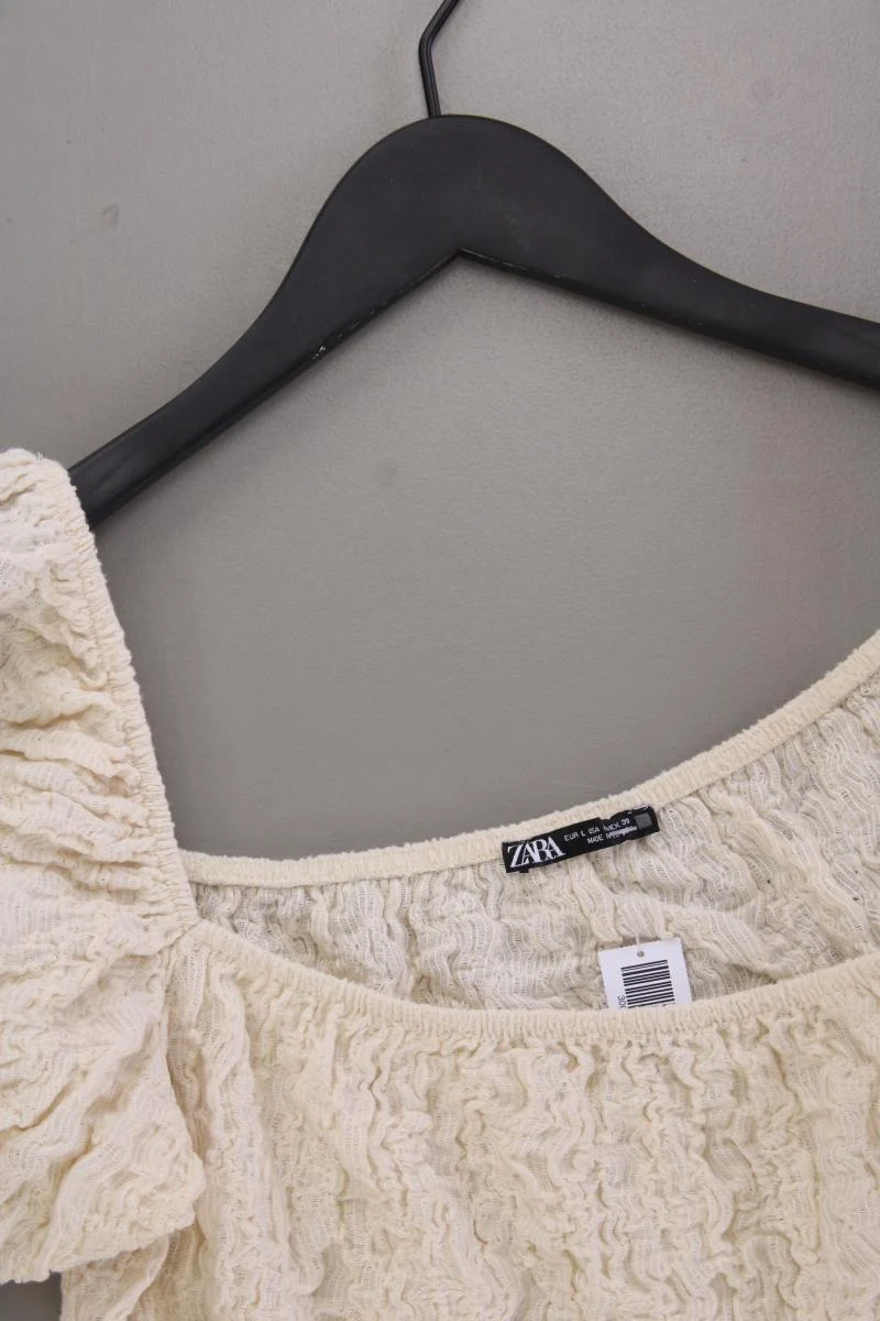 Zara Crop Top Gr. L creme aus Baumwolle