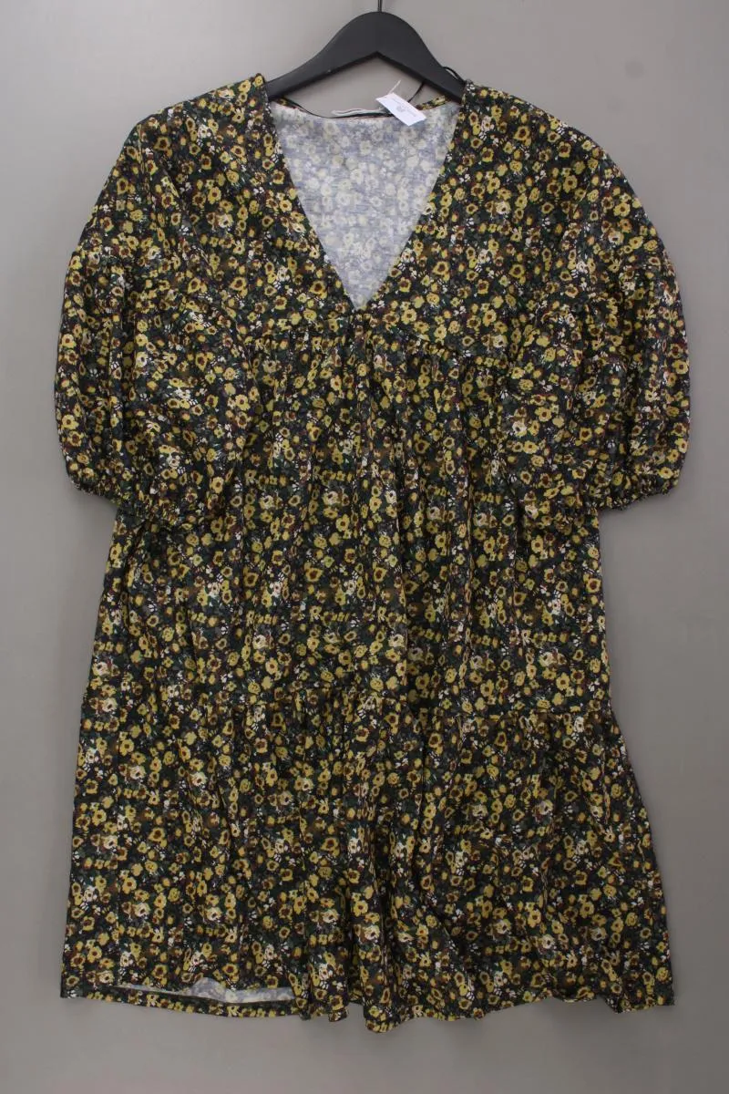 Pull&Bear Midikleid Gr. XS mit Blumenmuster neuwertig 3/4 Ärmel gelb