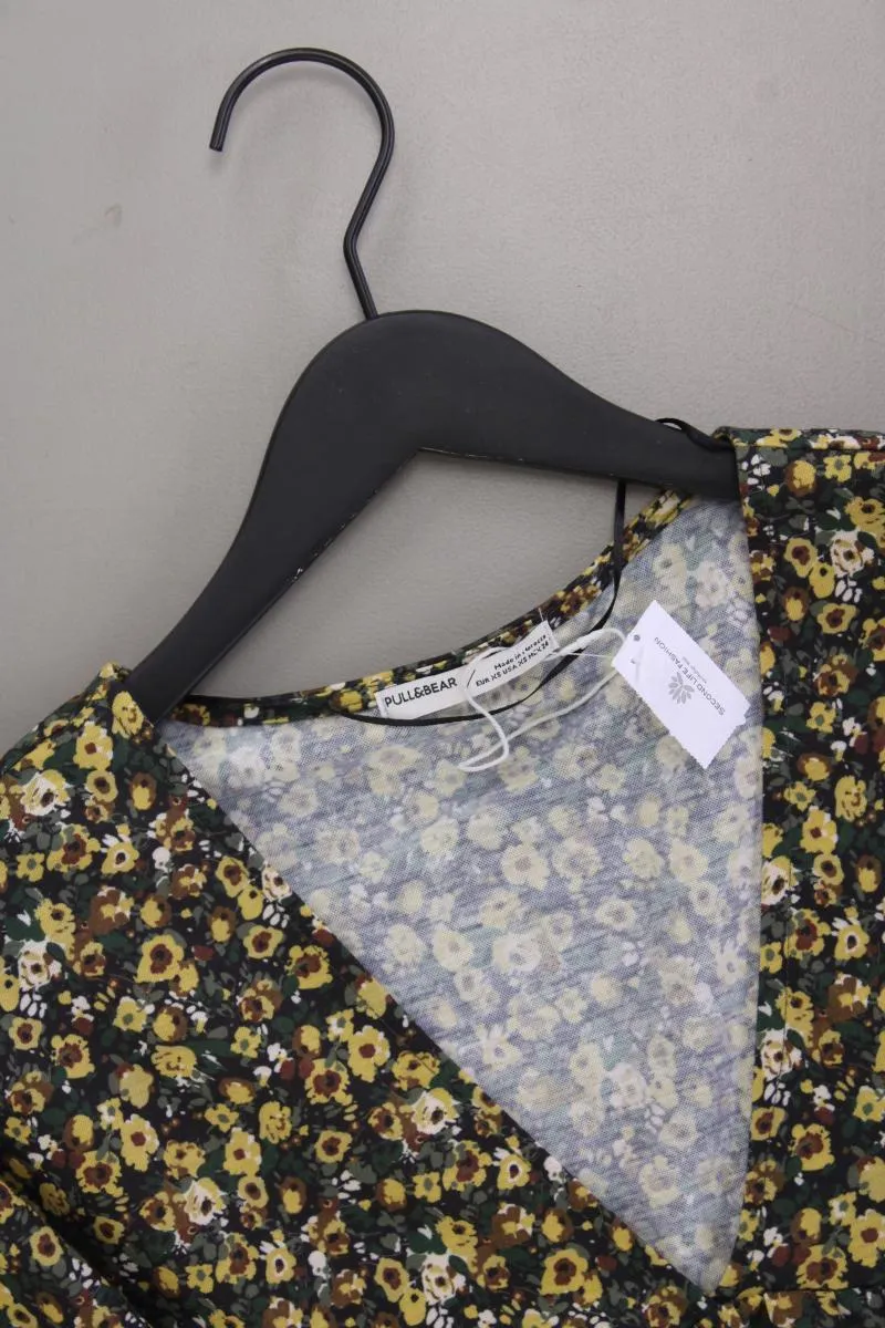 Pull&Bear Midikleid Gr. XS mit Blumenmuster neuwertig 3/4 Ärmel gelb