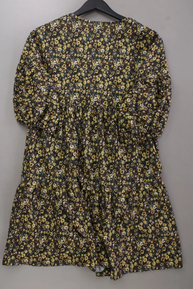 Pull&Bear Midikleid Gr. XS mit Blumenmuster neuwertig 3/4 Ärmel gelb