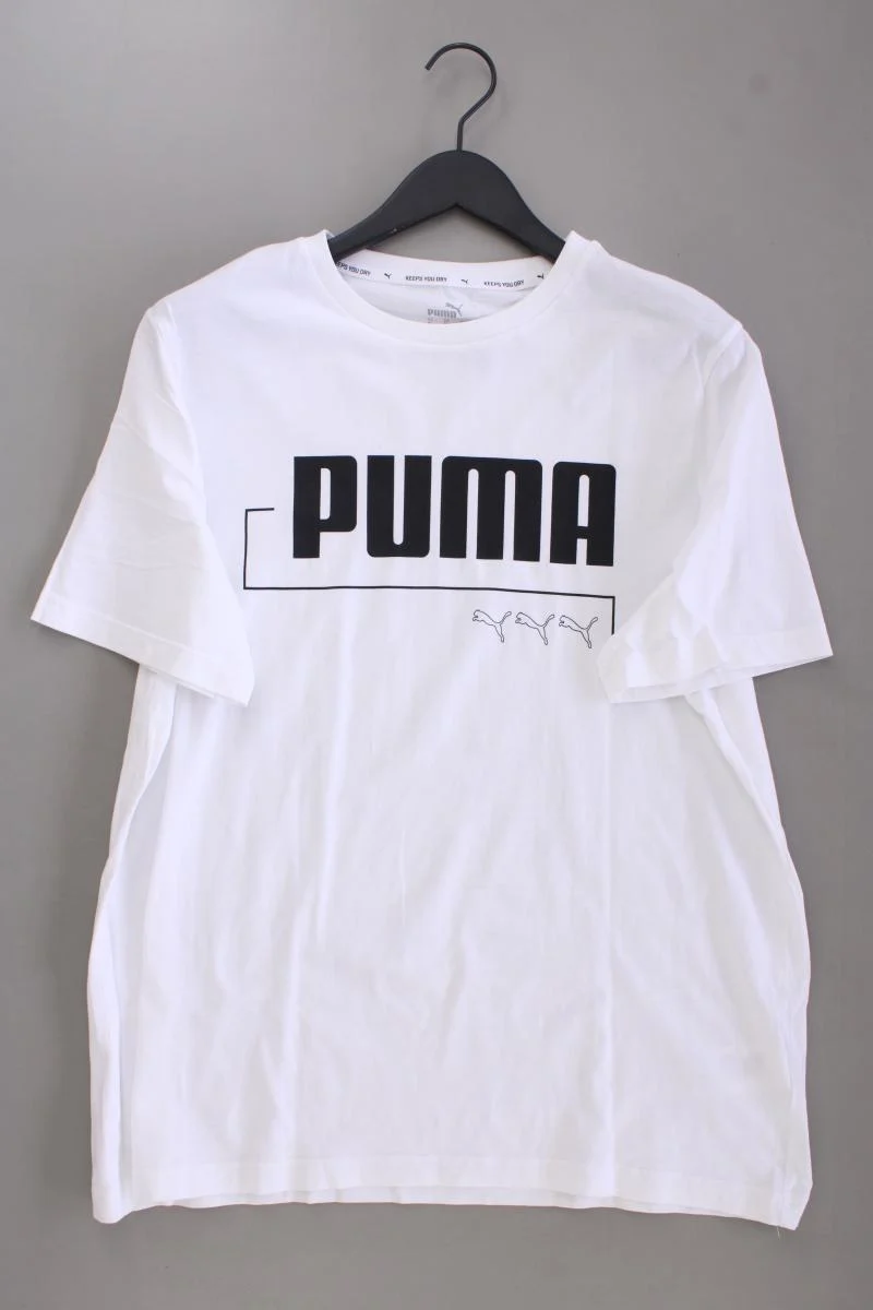Puma Printshirt für Herren Gr. XL Kurzarm weiß aus Baumwolle