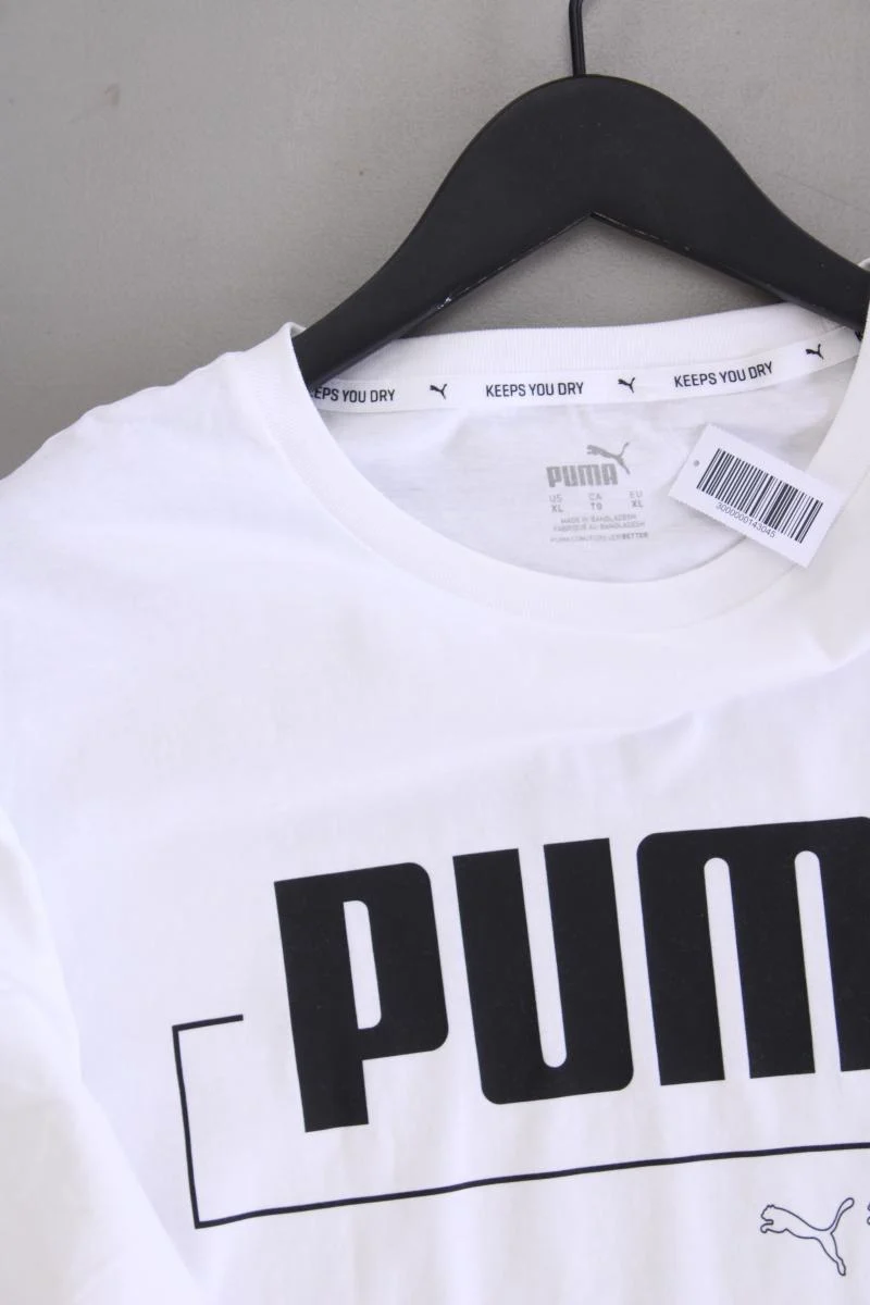 Puma Printshirt für Herren Gr. XL Kurzarm weiß aus Baumwolle