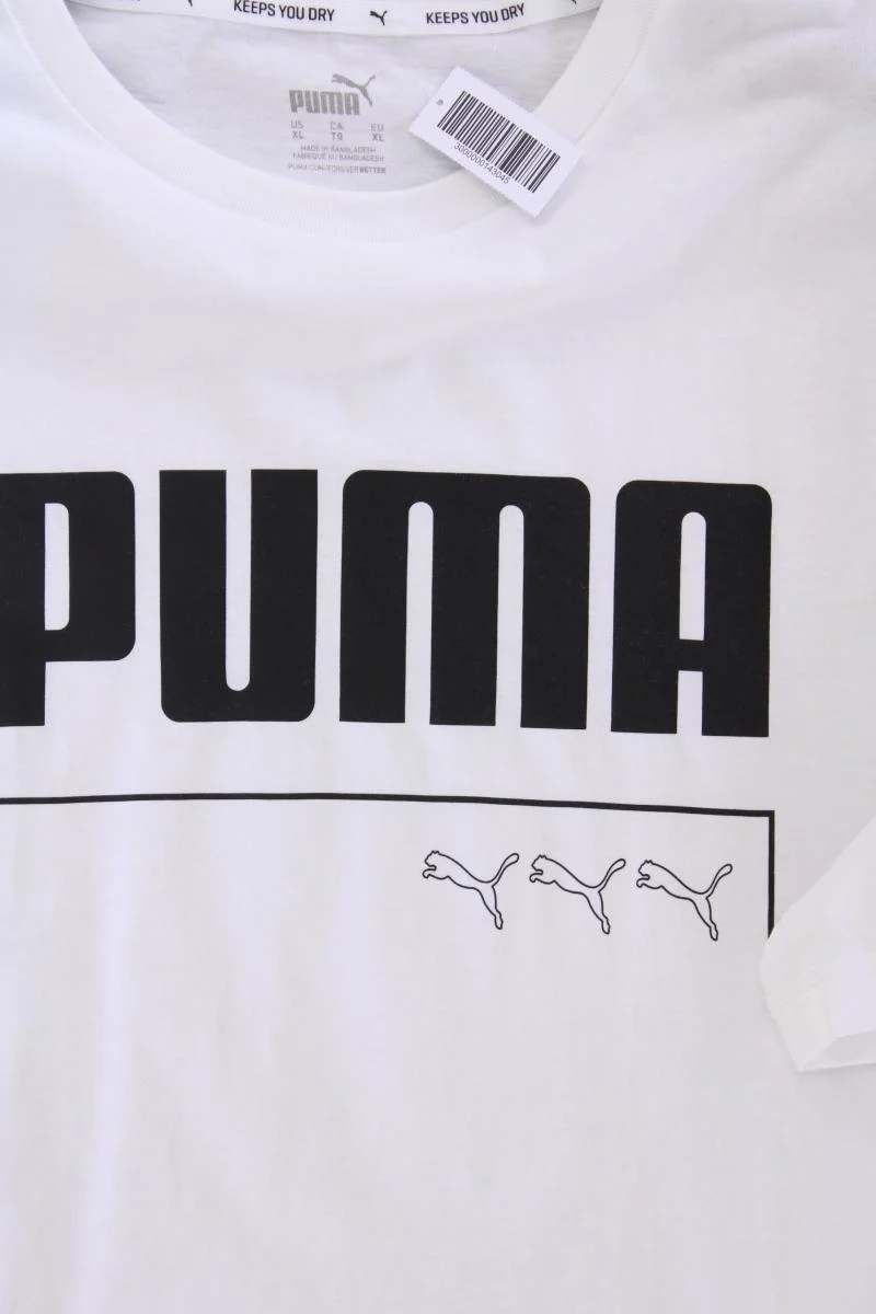 Puma Printshirt für Herren Gr. XL Kurzarm weiß aus Baumwolle