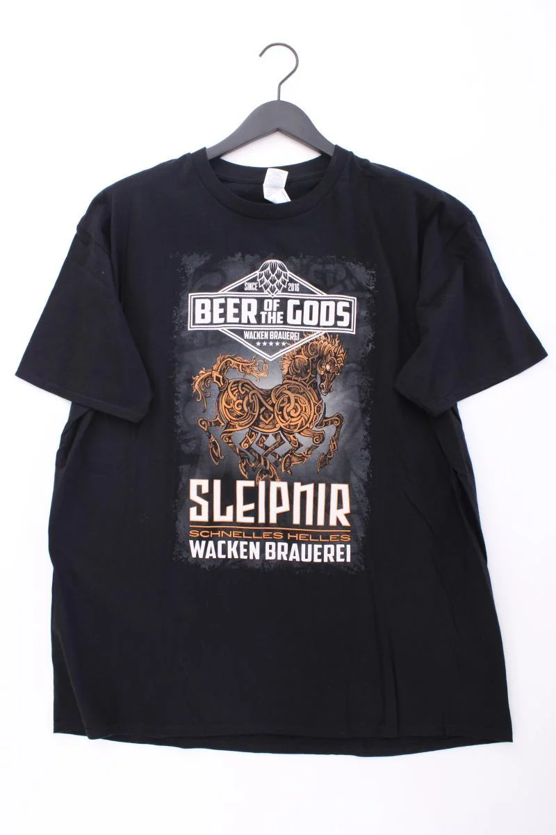 Printshirt für Herren Gr. XL Kurzarm schwarz aus Baumwolle