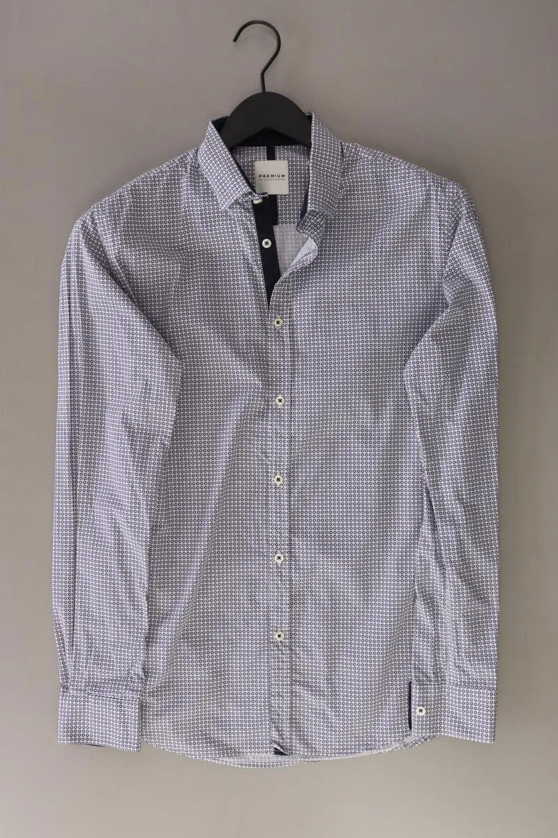 Jack & Jones Langarmhemd für Herren Gr. M blau aus Baumwolle