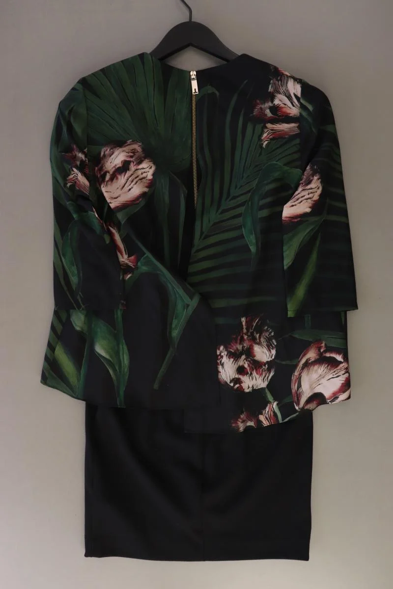 Ted Baker Midikleid Gr. XS mit Blumenmuster 3/4 Ärmel grün aus Polyester