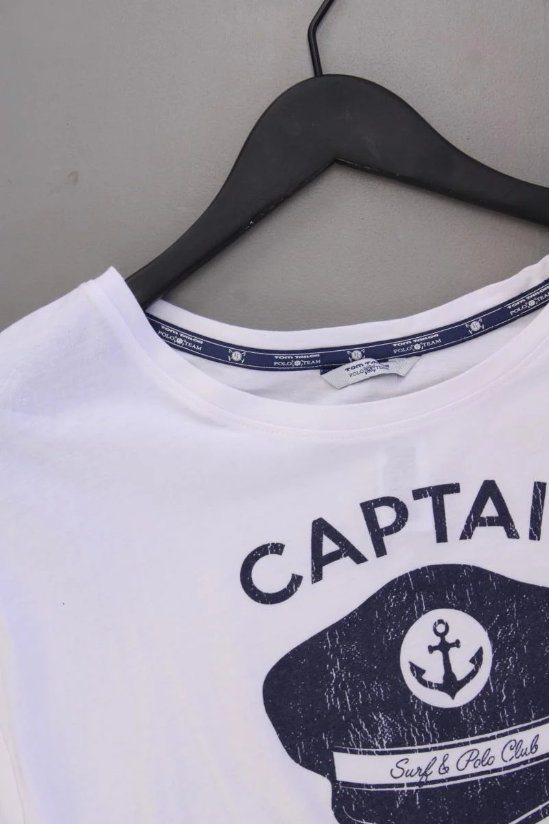 Tom Tailor Printshirt Gr. 36/38 Kurzarm weiß aus Baumwolle