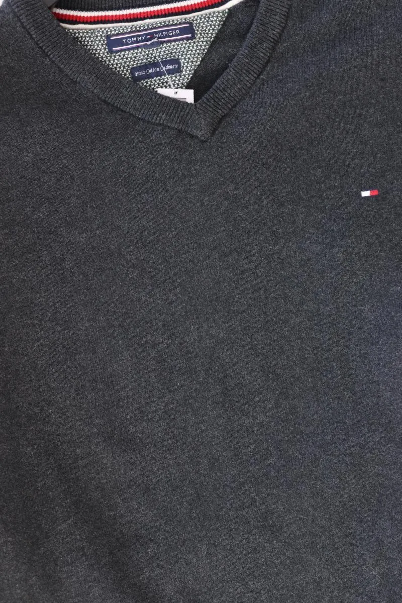 Tommy Hilfiger Feinstrickpullover für Herren Gr. L grau aus Baumwolle