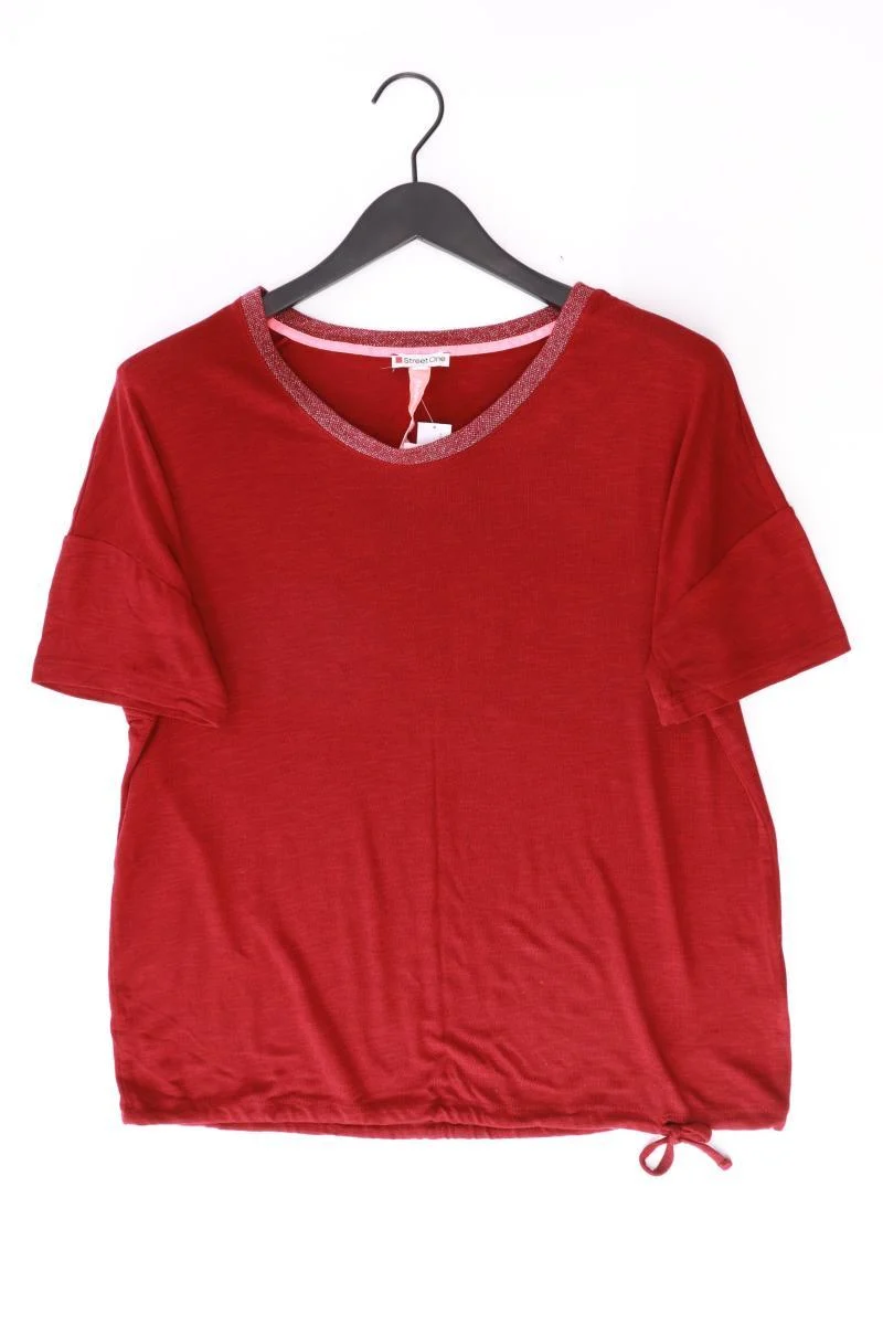 Street One T-Shirt Gr. 42 Kurzarm mit Glitzer rot aus Viskose