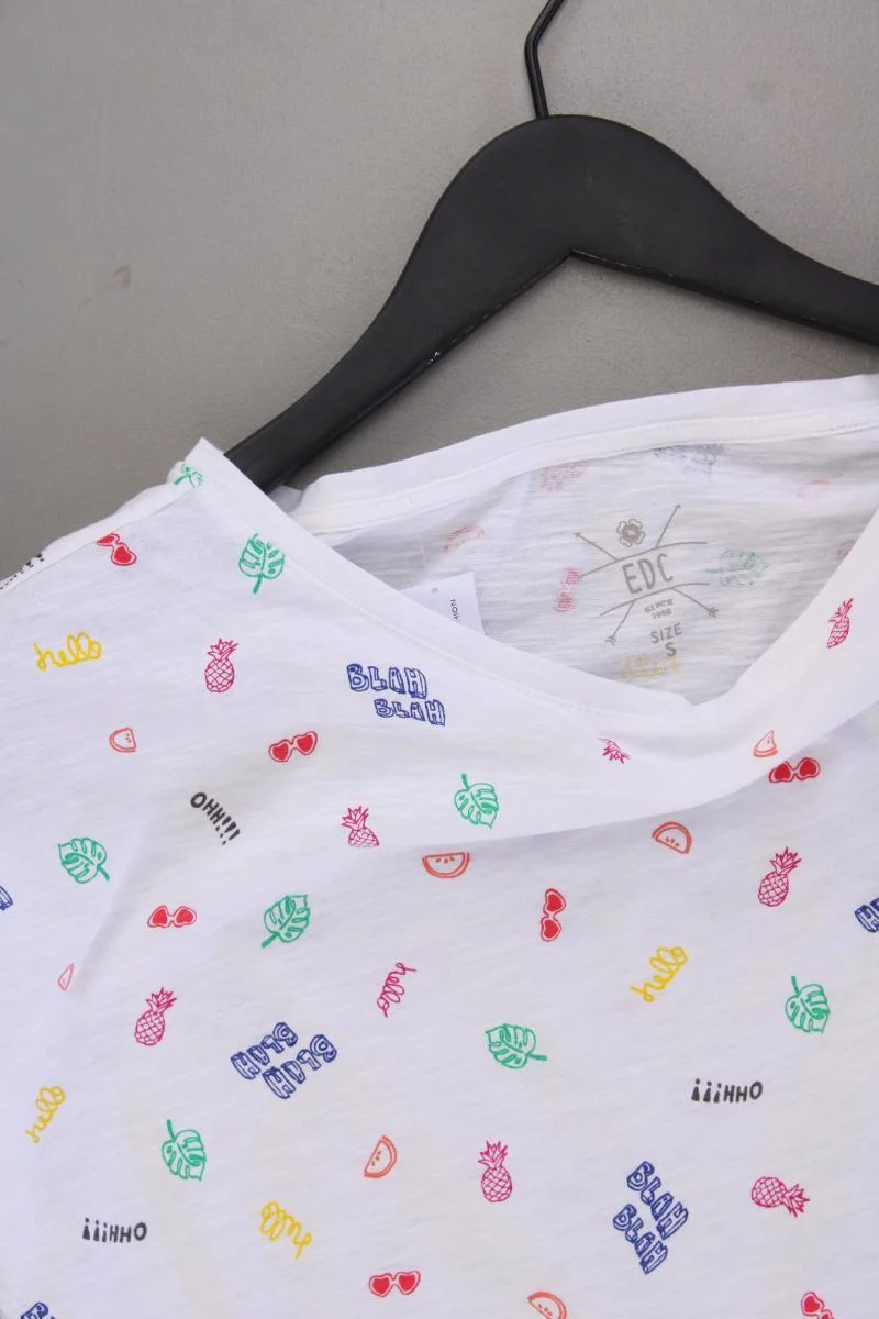 edc by Esprit Printshirt Gr. S Kurzarm mehrfarbig aus Baumwolle