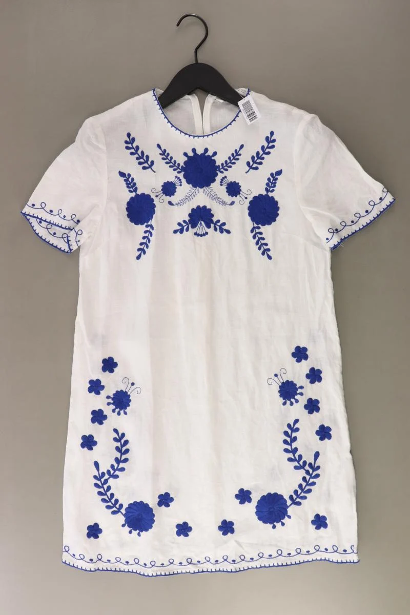 Zara Kurzarmkleid Gr. XS weiß aus Leinen