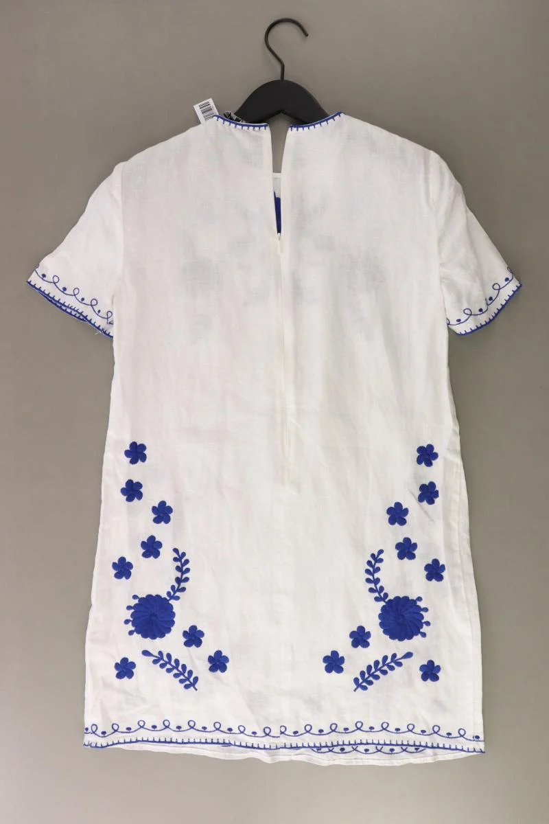 Zara Kurzarmkleid Gr. XS weiß aus Leinen