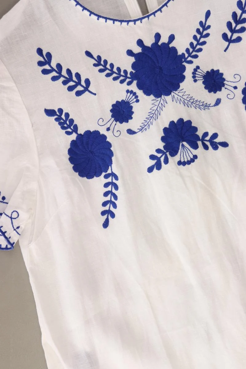 Zara Kurzarmkleid Gr. XS weiß aus Leinen