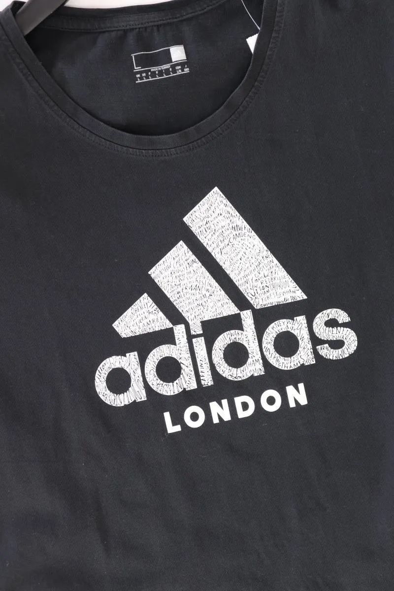 Adidas Printshirt Gr. L Kurzarm schwarz aus Baumwolle