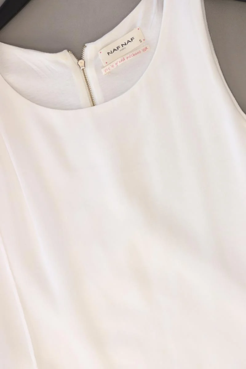 NAF NAF Chiffonkleid Gr. S Ärmellos weiß