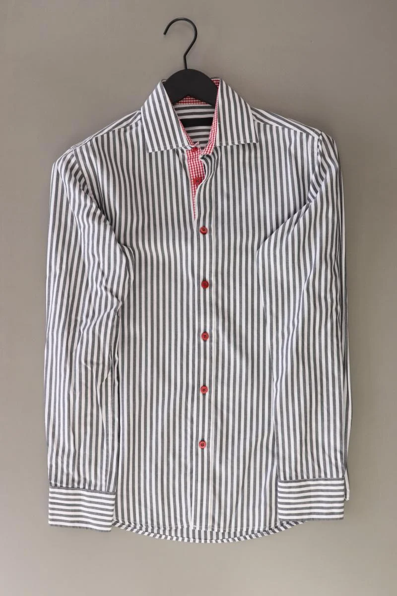 Jack & Jones Langarmhemd für Herren Gr. S gestreift grau aus Baumwolle