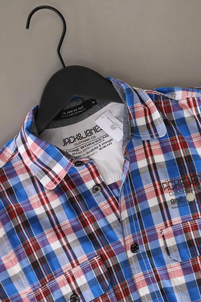 Jack & Jones Karohemd für Herren Gr. S kariert Kurzarm blau aus Baumwolle