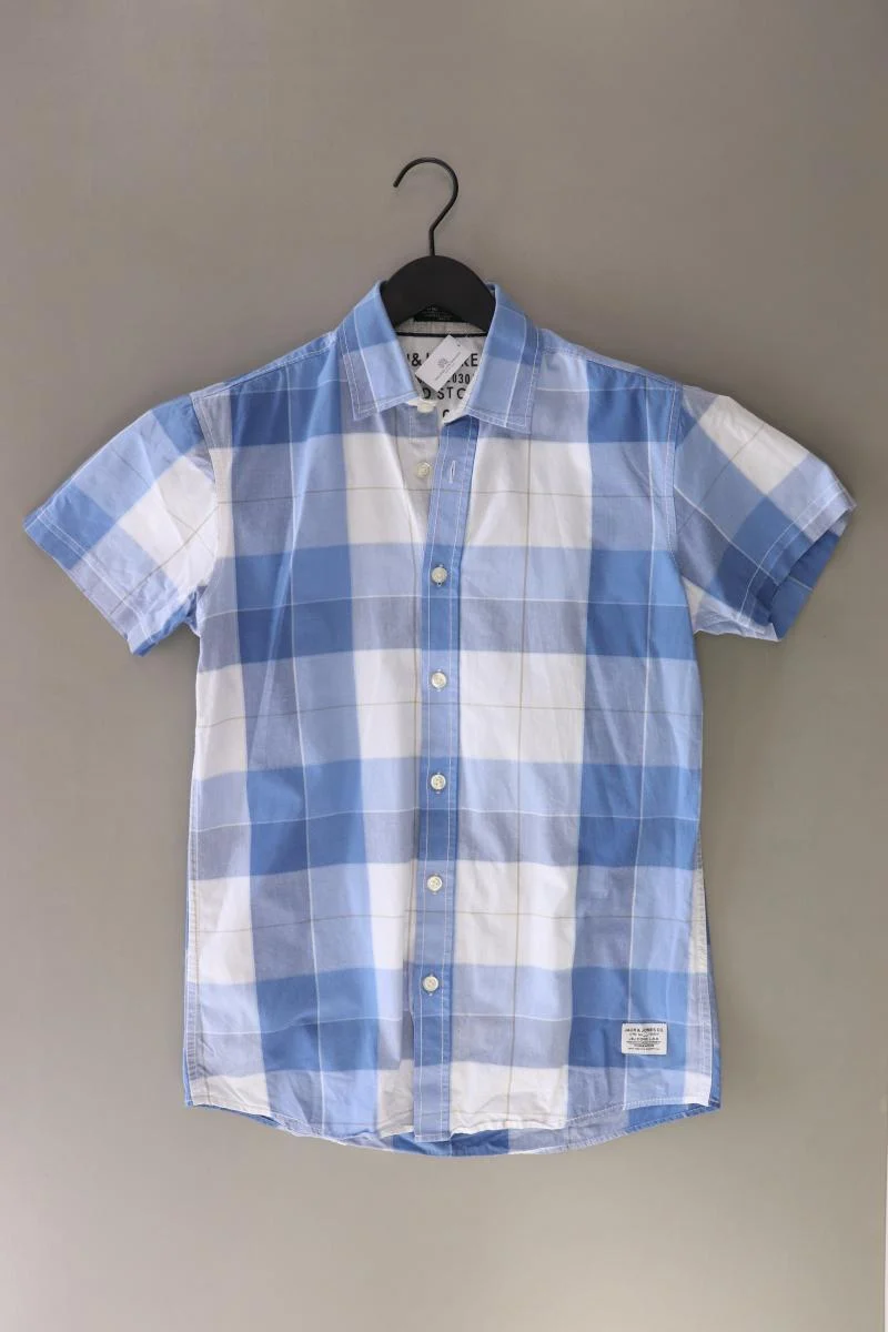 Jack & Jones Karohemd für Herren Gr. S kariert Kurzarm blau aus Baumwolle