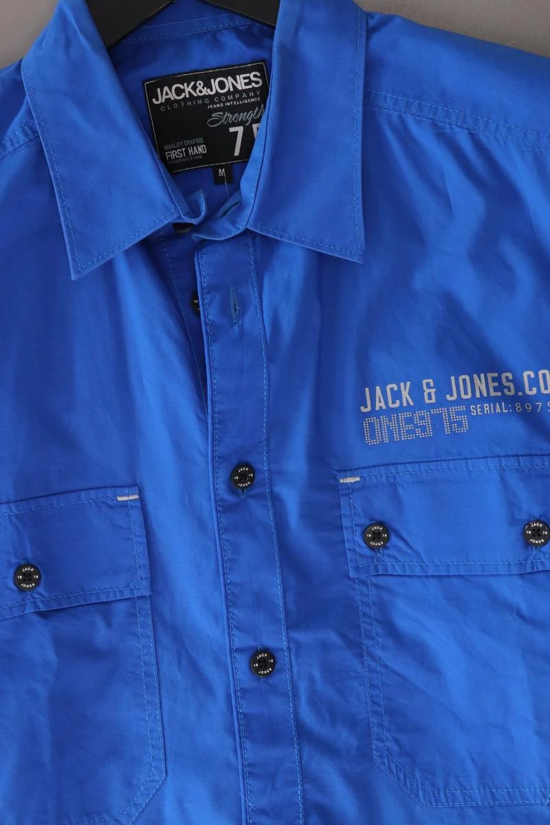 Jack & Jones Kurzarmhemd für Herren Gr. M blau aus Baumwolle