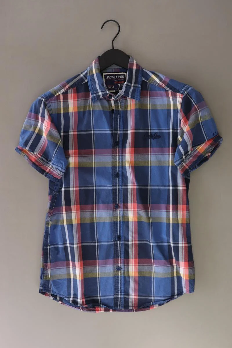 Jack & Jones Karohemd für Herren Gr. S kariert Kurzarm blau aus Baumwolle
