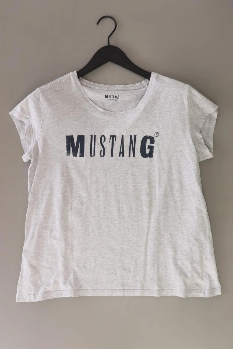 Mustang Printshirt Gr. L Kurzarm grau aus Baumwolle