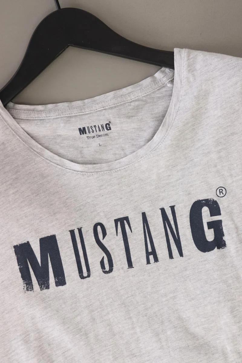 Mustang Printshirt Gr. L Kurzarm grau aus Baumwolle