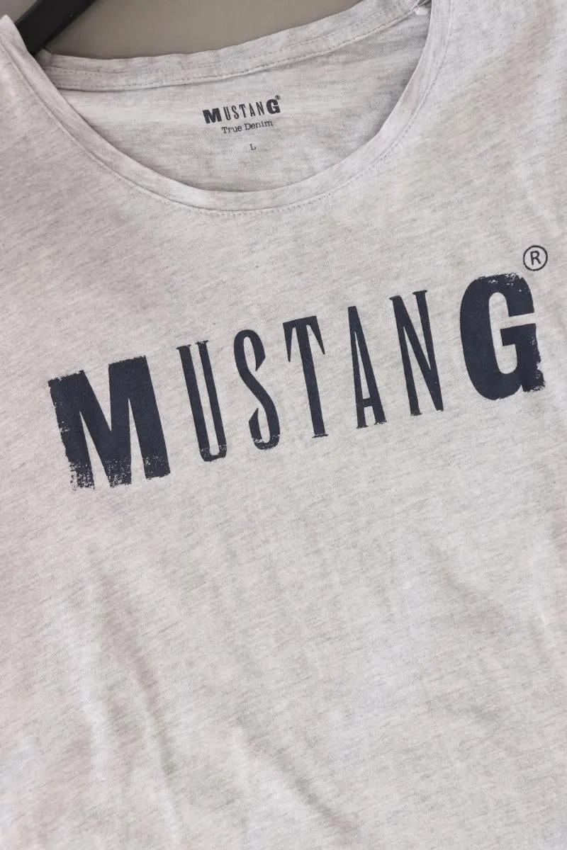 Mustang Printshirt Gr. L Kurzarm grau aus Baumwolle