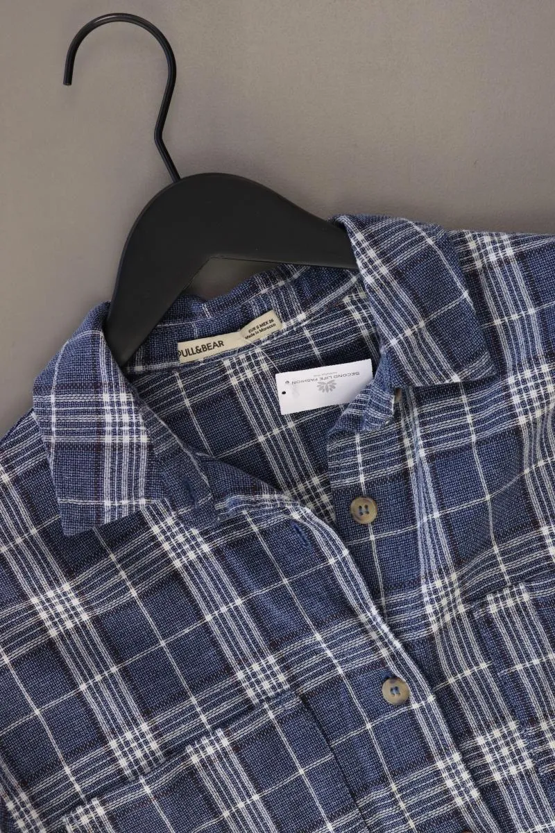 Pull&Bear Blusenkleid Gr. S kariert Langarm blau aus Baumwolle