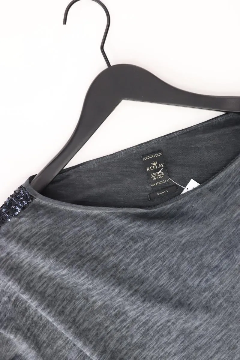 Replay T-Shirt Gr. S Kurzarm grau aus Viskose