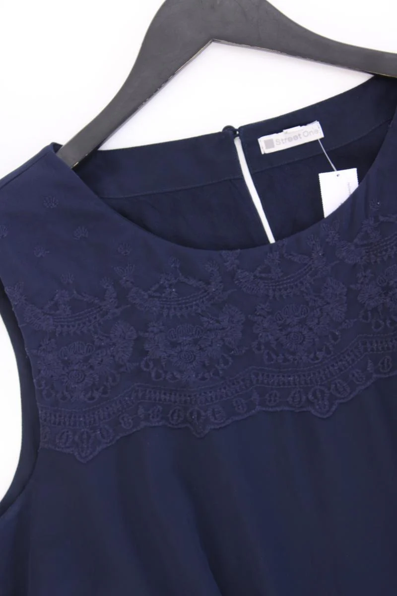 Street One Chiffonkleid Gr. 44 Ärmellos blau aus Viskose