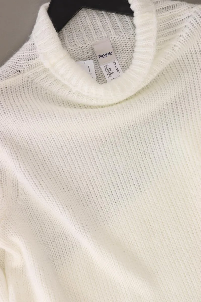 Heine Grobstrickpullover Gr. 40 weiß aus Polyester