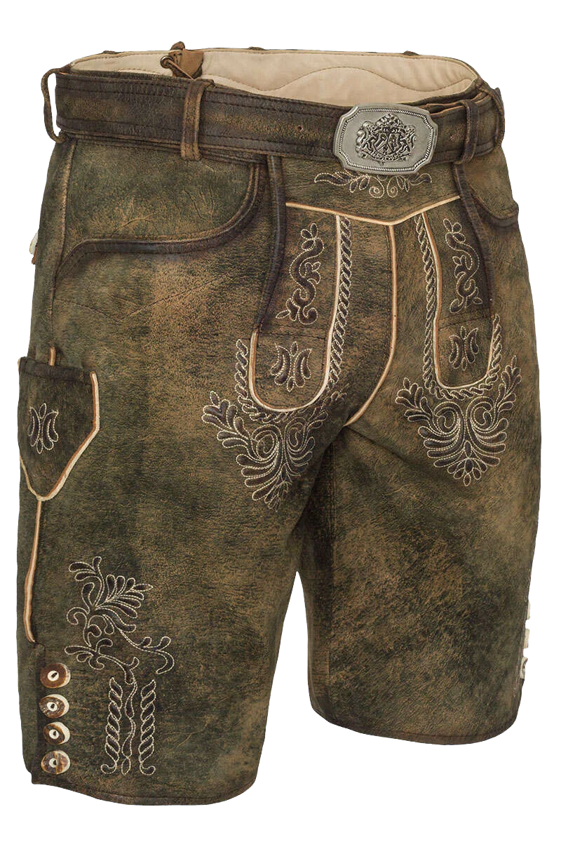 Herren Lederhose kurz bestickt