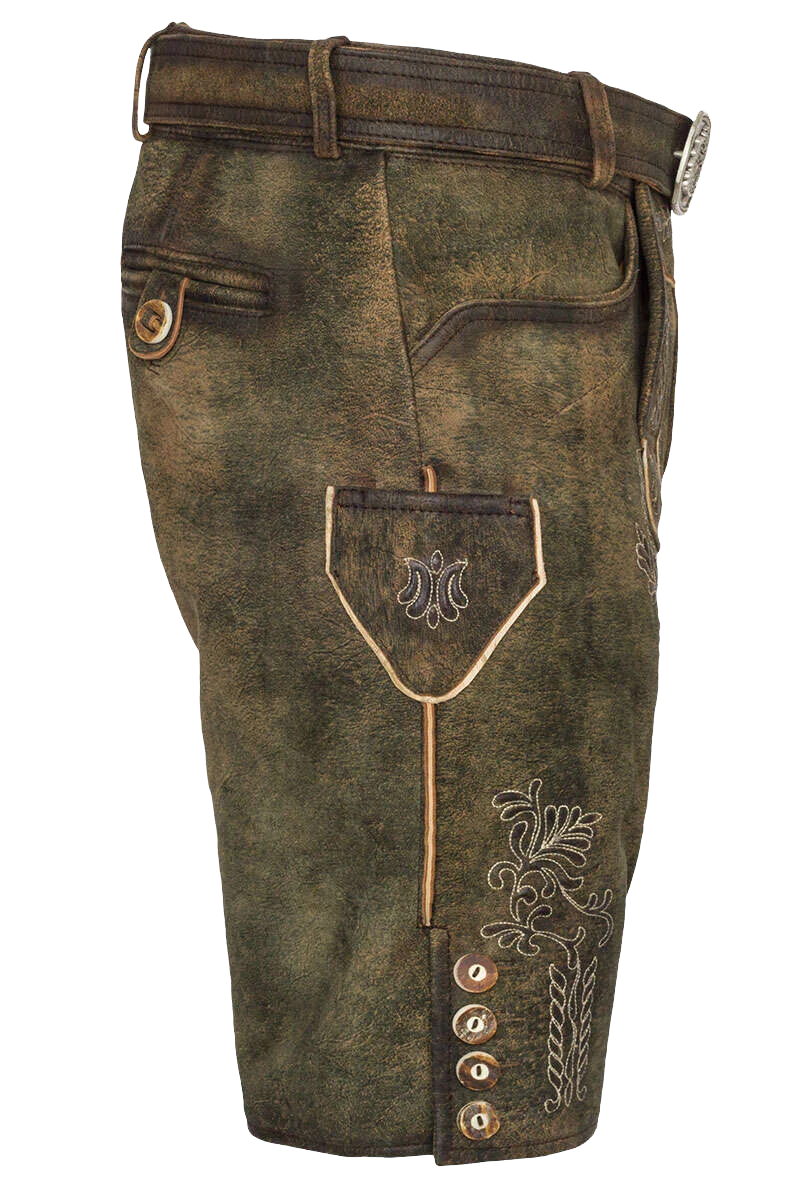 Herren Lederhose kurz bestickt
