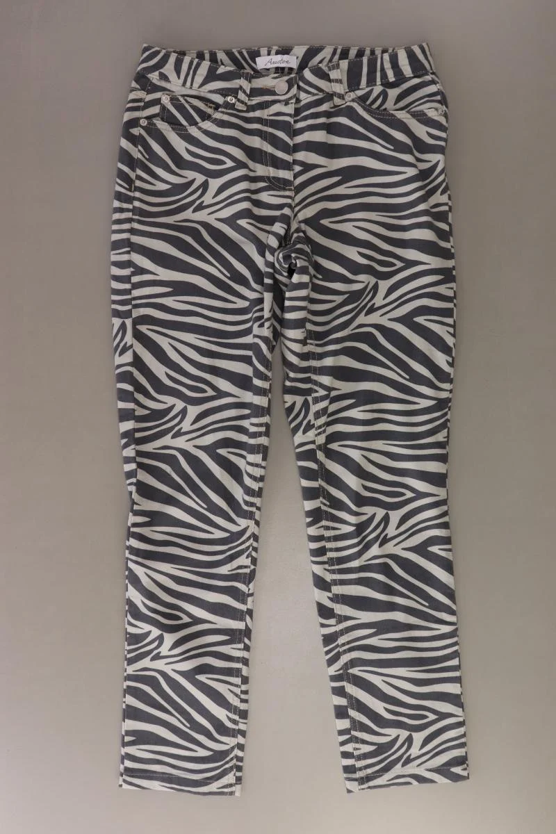 Aniston Hose Gr. 36 mit Tierdruck grau aus Baumwolle