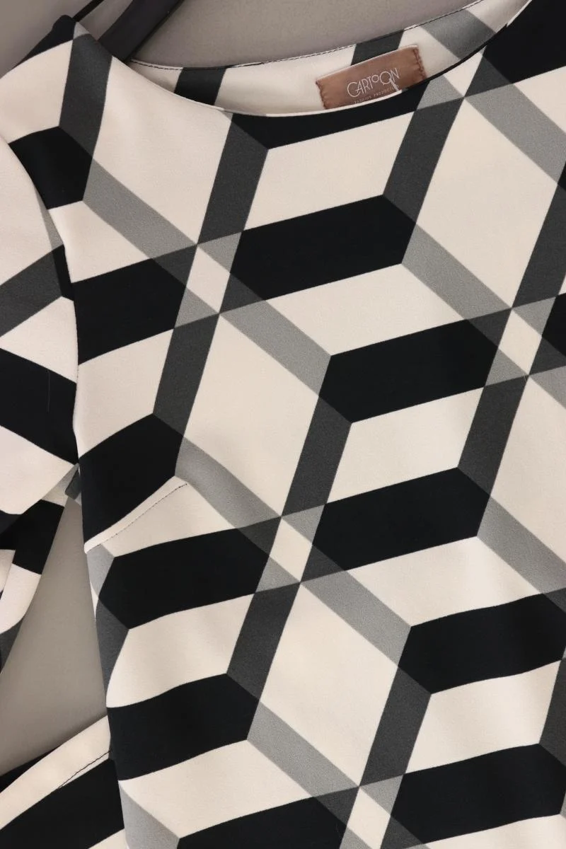 Cartoon Midikleid Gr. 36 geometrisches Muster 3/4 Ärmel creme aus Polyester