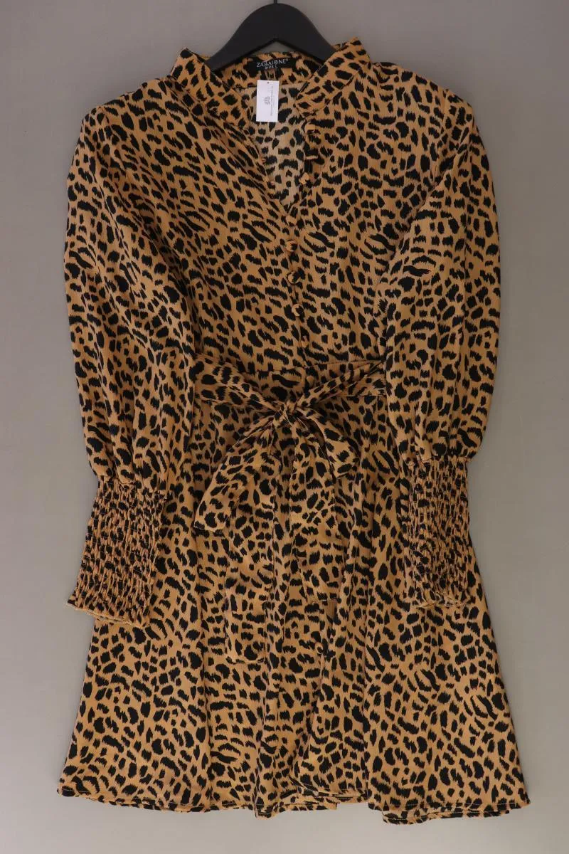 Zabaione Langarmkleid Gr. L mit Tierdruck braun aus Polyester
